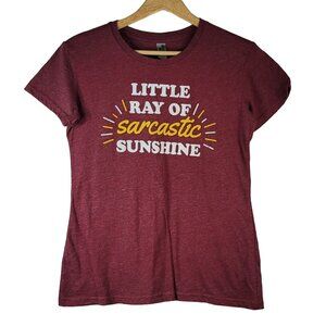 Womens Funny T Shirt Red Small Short Sleeve Humor Little Ray Of Sarcastic Sunshi
